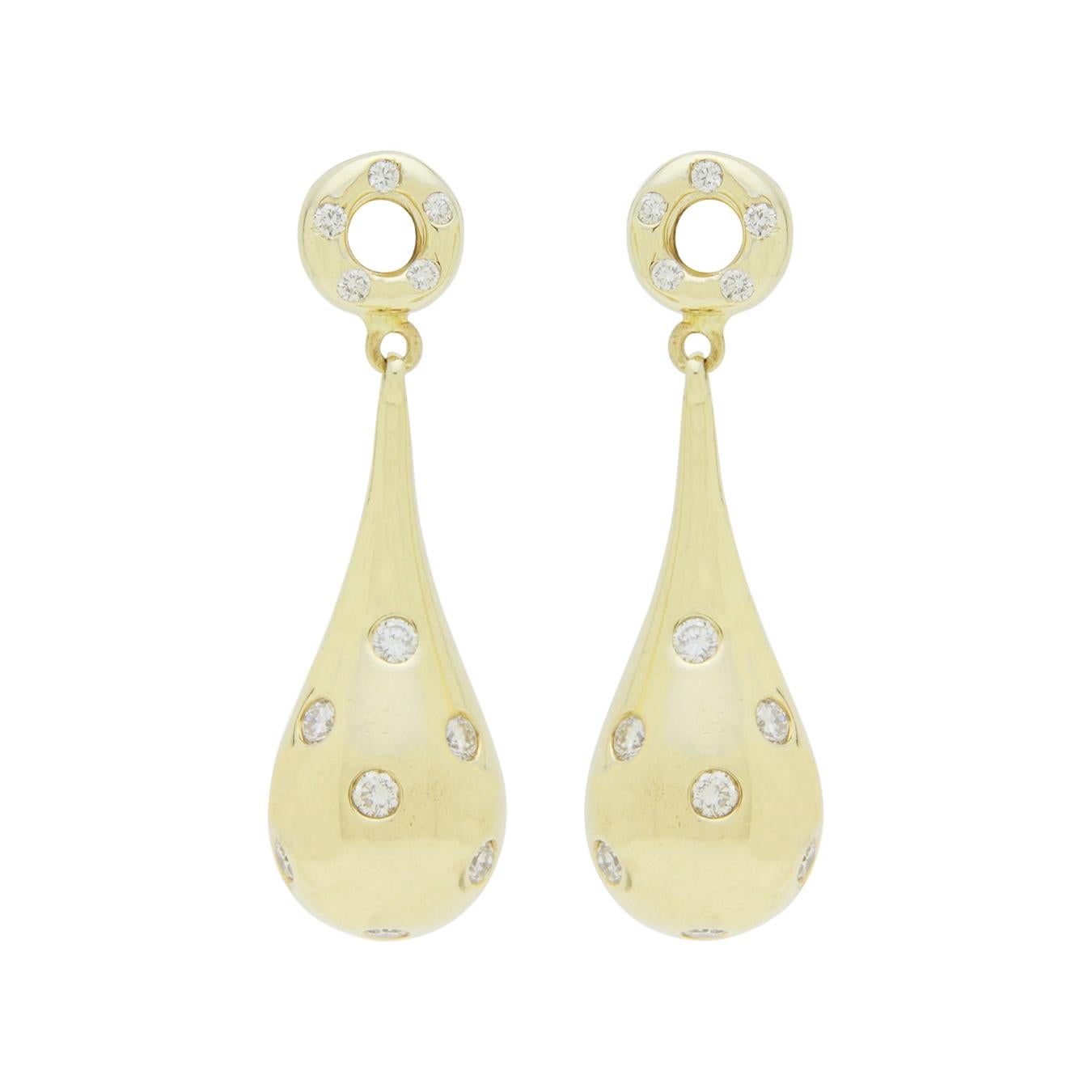 14 Karat Gold and Diamond Teardrop Stud Earrings