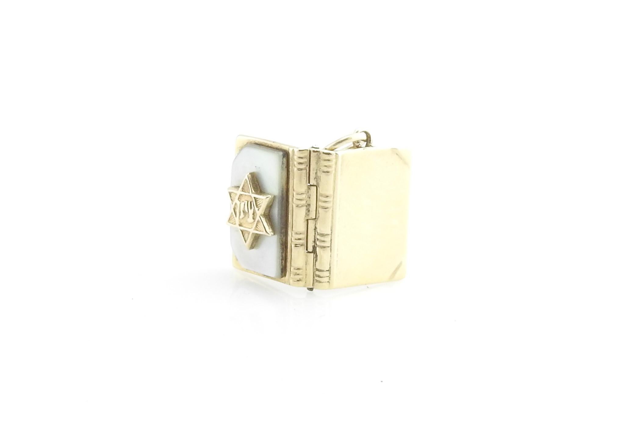 14 Karat Gold and Mother of Pearl Star of David Prayer Book Charm 1
