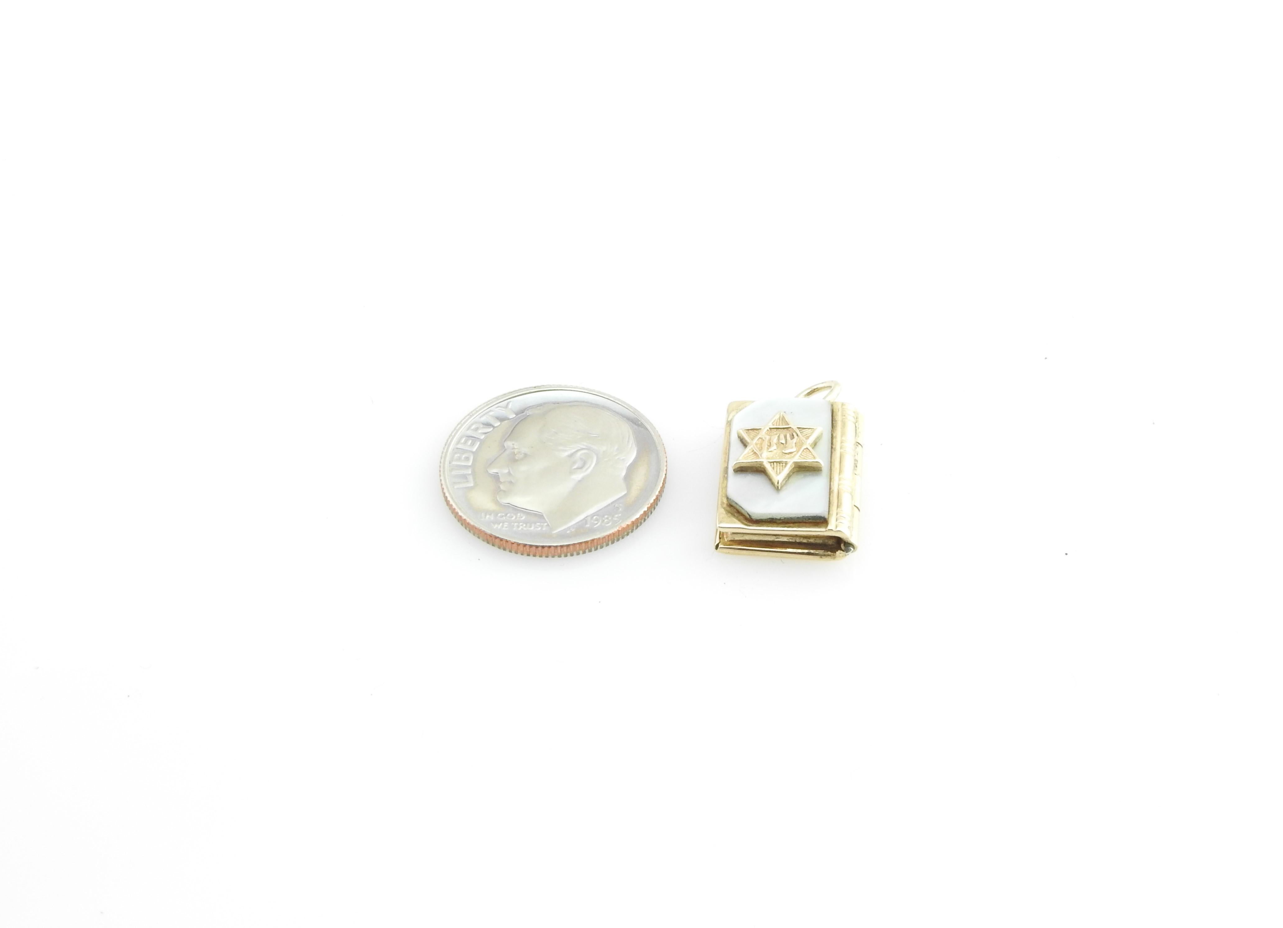 14 Karat Gold and Mother of Pearl Star of David Prayer Book Charm 2