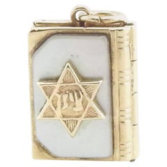 14 Karat Gold and Mother of Pearl Star of David Prayer Book Charm
