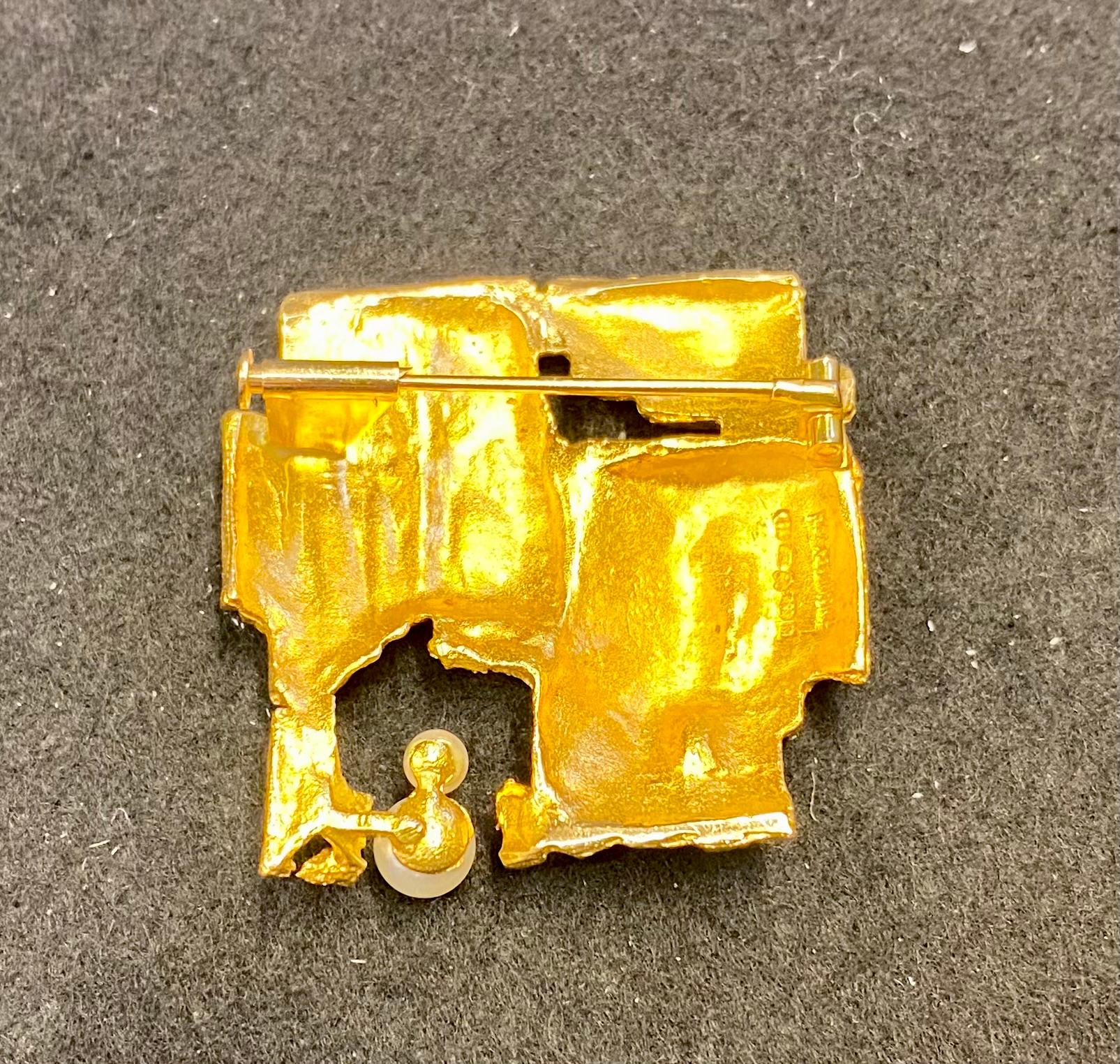 Brosche aus 14 Karat Gold und Perlen Björn Weckström Etydi im Zustand „Gut“ im Angebot in Orimattila, FI