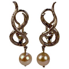 14 Karat Gold and Pearl Clip-On Earrings