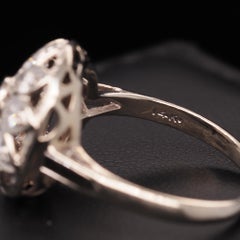 14 Karat Gold and Platinum Old Mine Diamond Cluster Ring