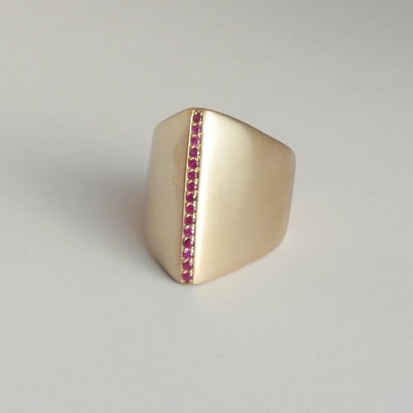 Modern 14 Karat Gold and Ruby Ridge Ring by Allison Bryan For Sale