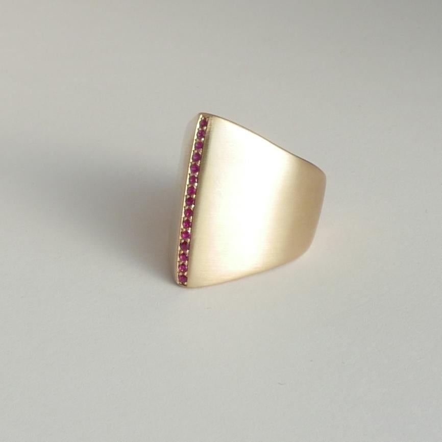 Brilliant Cut 14 Karat Gold and Ruby Ridge Ring by Allison Bryan For Sale