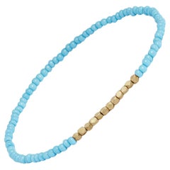 14 Karat Gold and Vintage Turquoise Beaded Bracelet