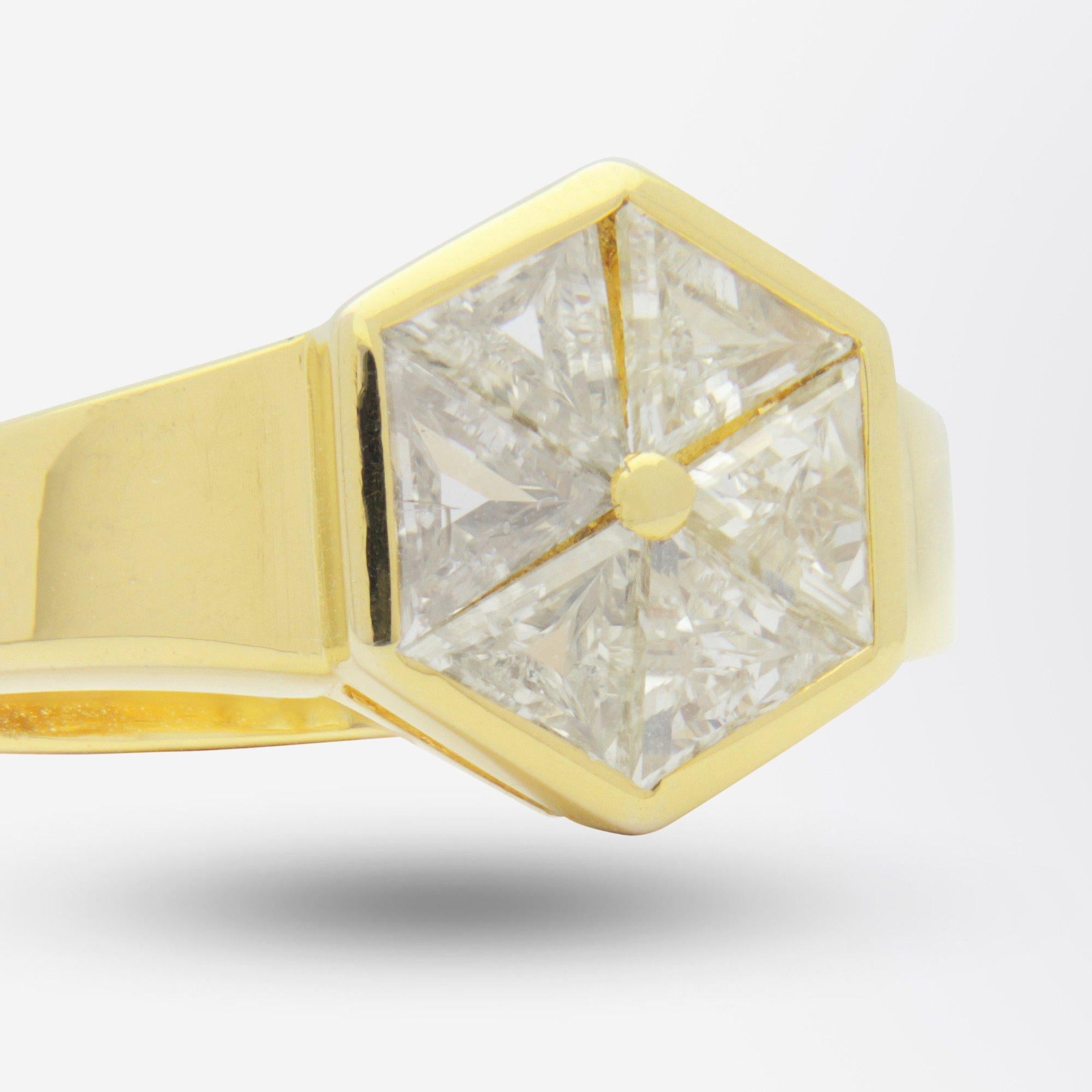 Women's or Men's 14 Karat Gold and Yellow Diamond Ring