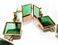 Bracciale in oro giallo in stile Art Deco con quarzo verde scuro pubblicato su Vogue