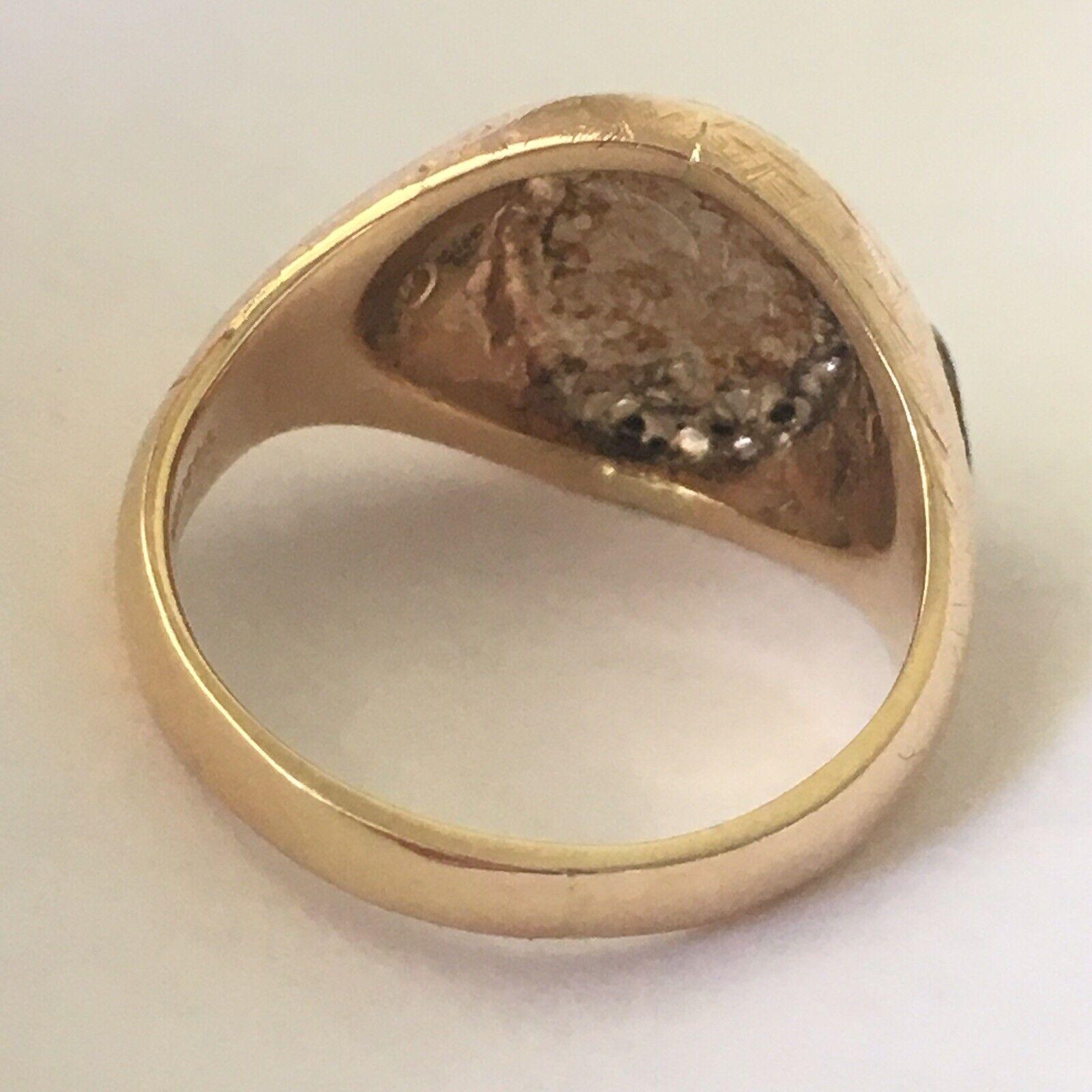 14 Karat Gold Art Deco Silber gekrönt Hallmarked Ring circa 1930s (Rundschliff) im Angebot