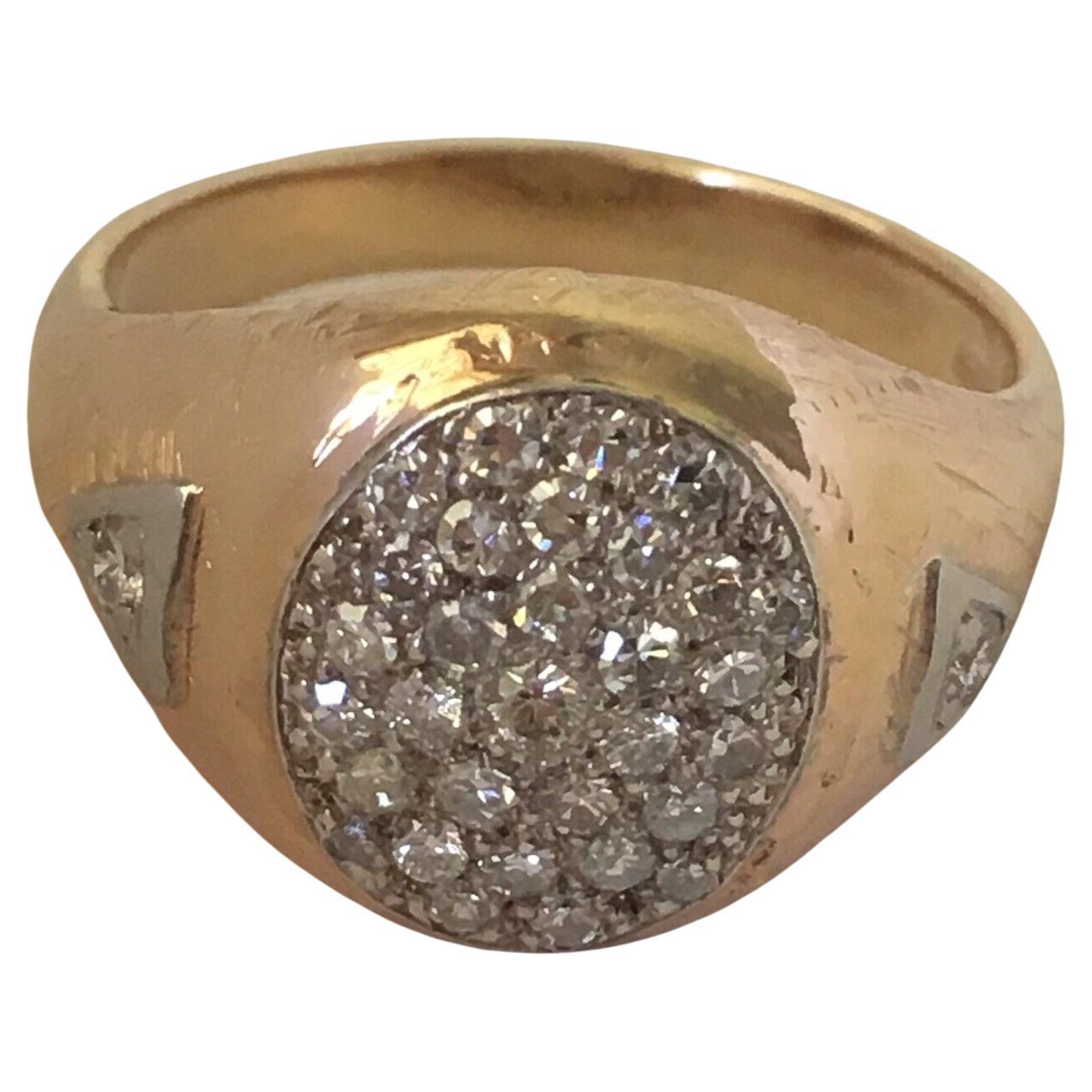 14 Karat Gold Art Deco Silver topped Hallmarked ring circa 1930s For Sale