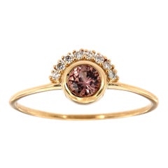 14 Karat Gold Asiph Pink Sapphire and Diamond Vintage Ring Center, 1/3 Carat