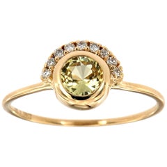 14 Karat Gold Asiph Yellow Sapphire and Diamond Vintage Ring Center-1/2 Carat