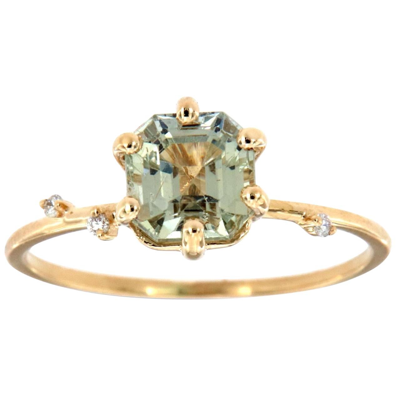 14 Karat Gold Asscher Sapphire and Diamond Ring Center 1.60 Carat GIA Unheated