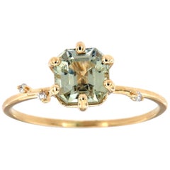 14 Karat Gold Asscher Saphir und Diamant Ring Center 1,60 Karat GIA unerhitzt