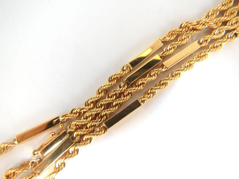 14 Karat Gold Bar Rope Twist Link Necklace Bar Rope Link Necklace 30 Inches Wearable Length Station 13