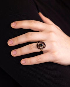 14 Karat Gold & Bohemian Garnet Cluster Ring