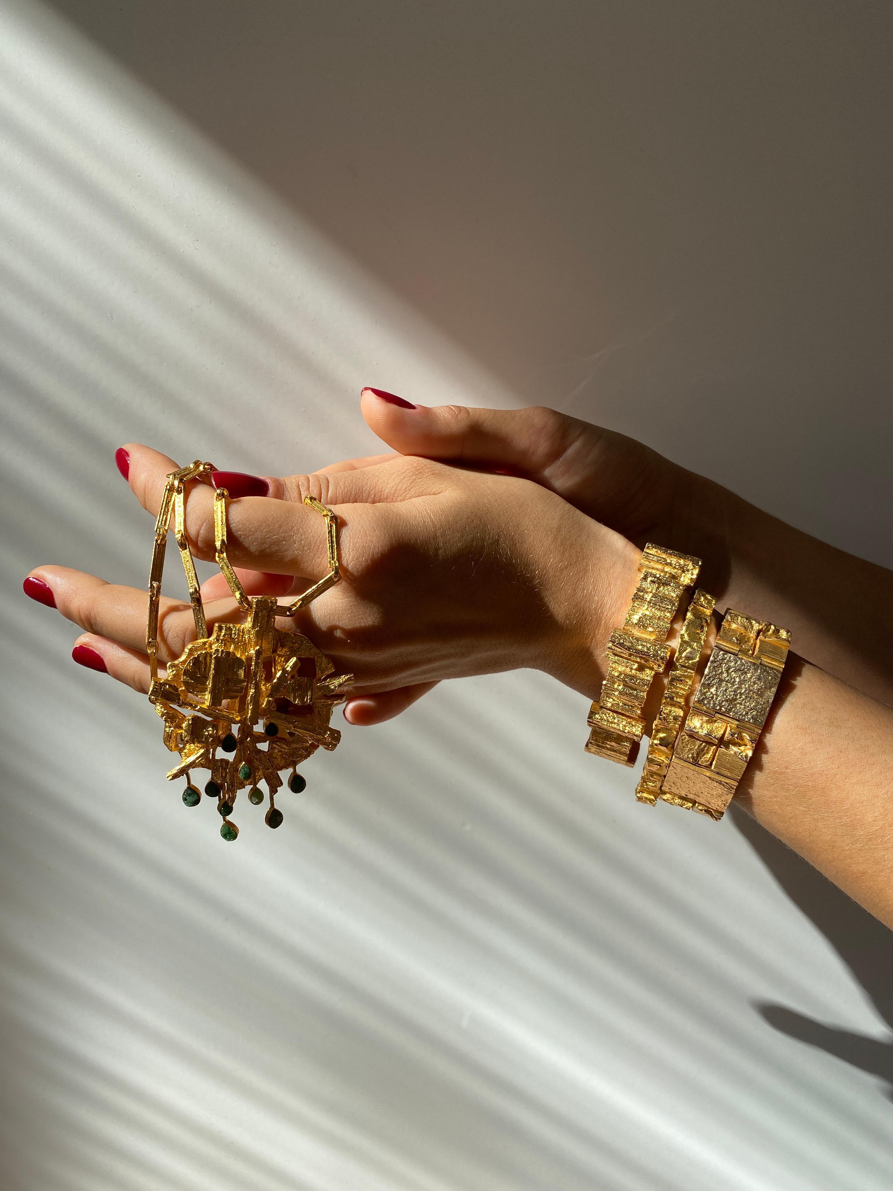 Women's 14 Karat Gold Bracelet Designed by Bjorn Weckstrom, Finland For Sale