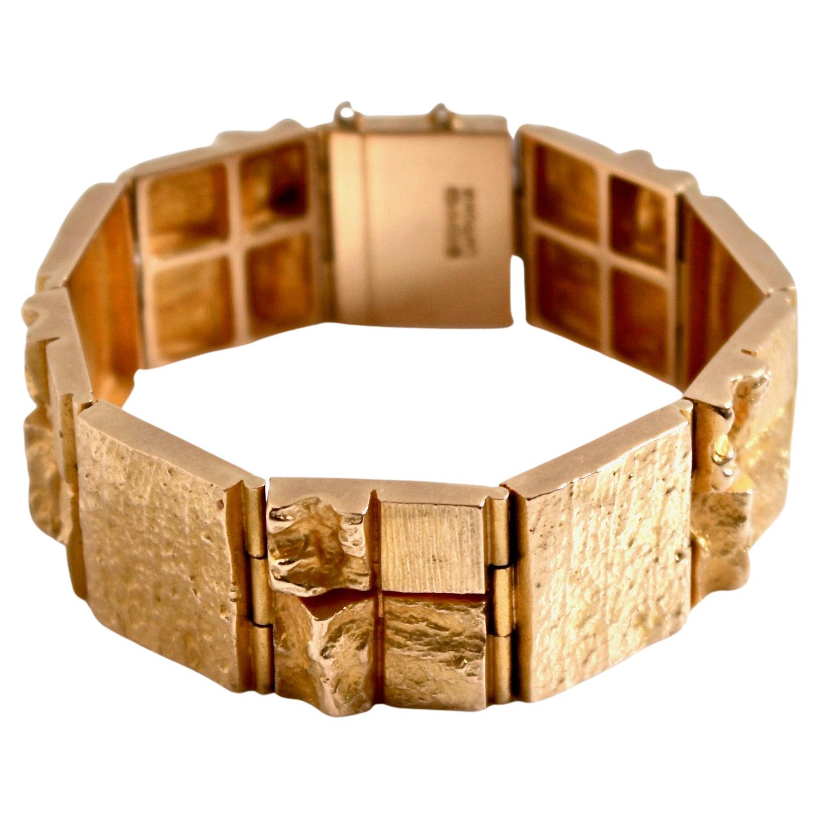 14 Karat Gold Bracelet Designed by Bjorn Weckstrom, Finland For Sale