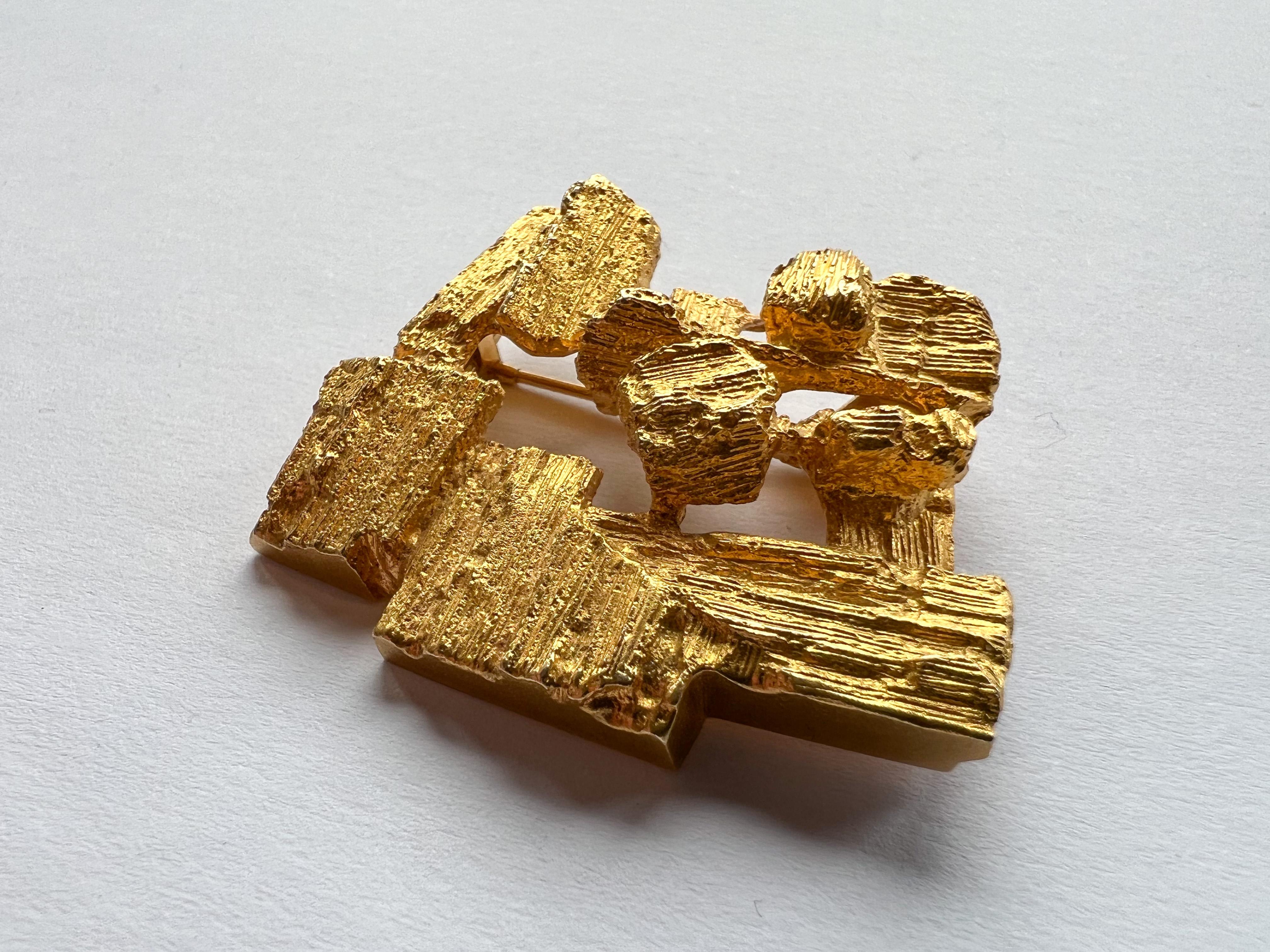 Modern 14 Karat Gold Brooch, Björn Weckström Lapponia, Finland