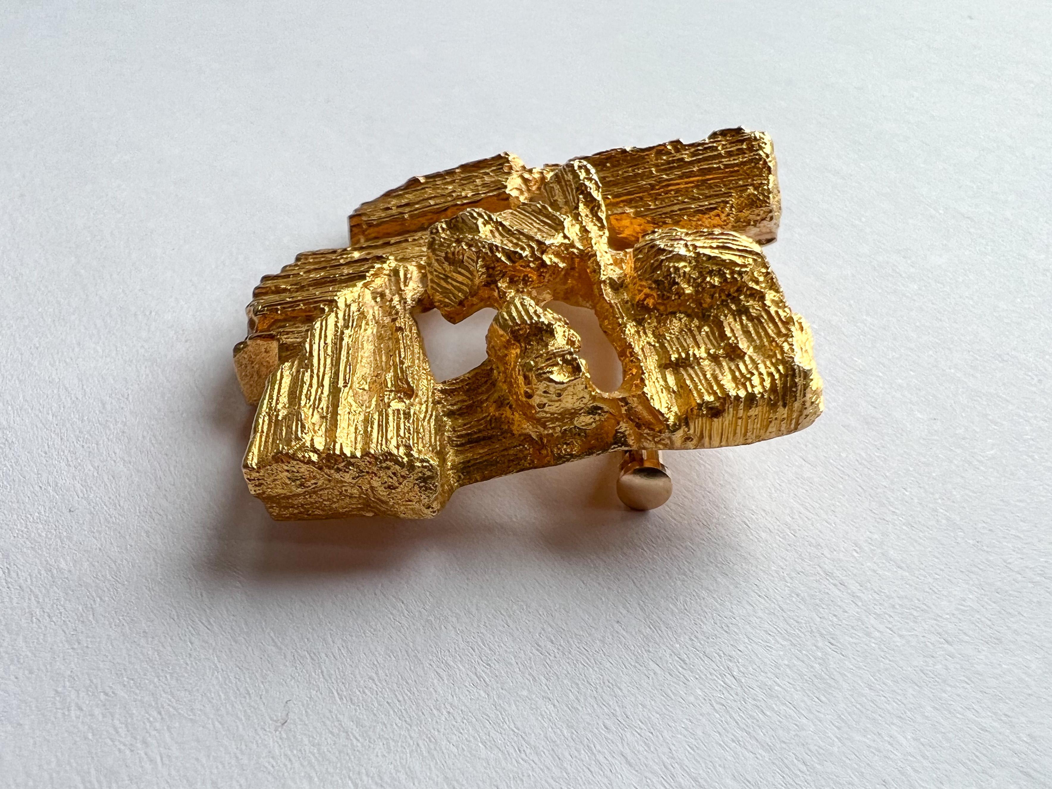 14 Karat Gold Brooch, Björn Weckström Lapponia, Finland In Good Condition In Orimattila, FI