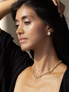 14 Karat Gold Byzantine Style Roundel Earrings with Cow Horn Inlay by Mon Pilar