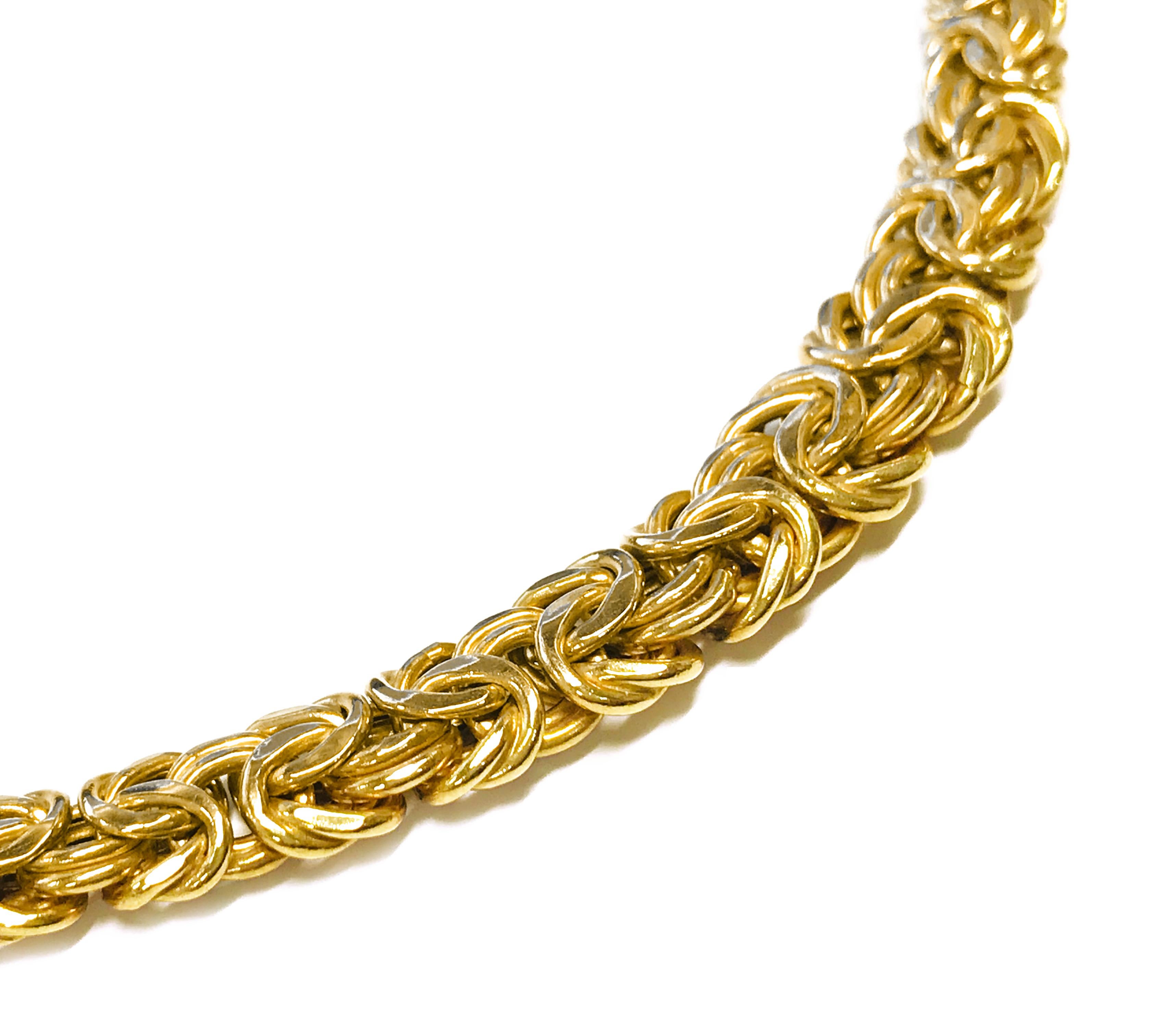 14 Karat Gold Byzantinische spitz zulaufende Halskette (Retro) im Angebot