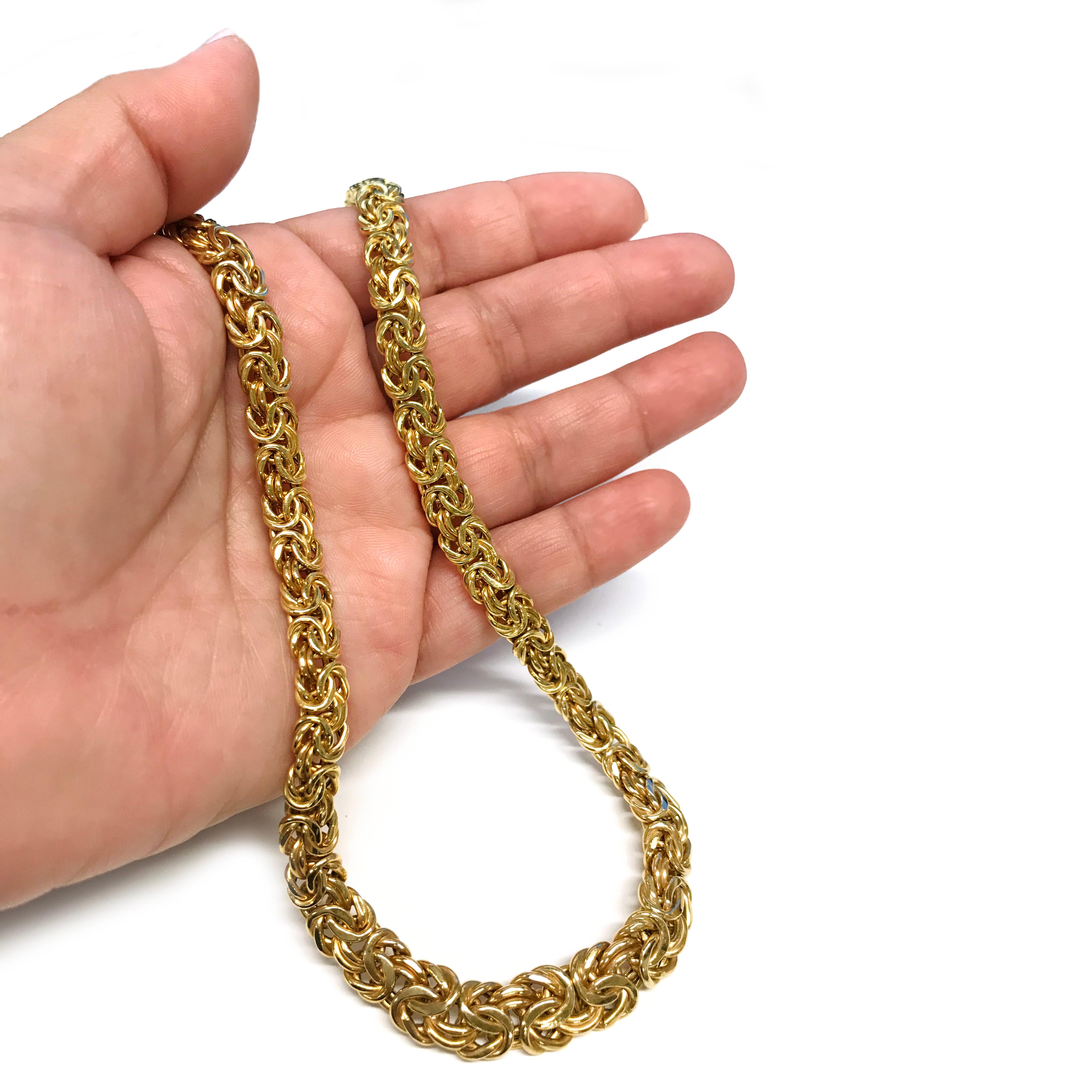 14 Karat Gold Byzantinische spitz zulaufende Halskette im Zustand „Relativ gut“ im Angebot in Palm Desert, CA