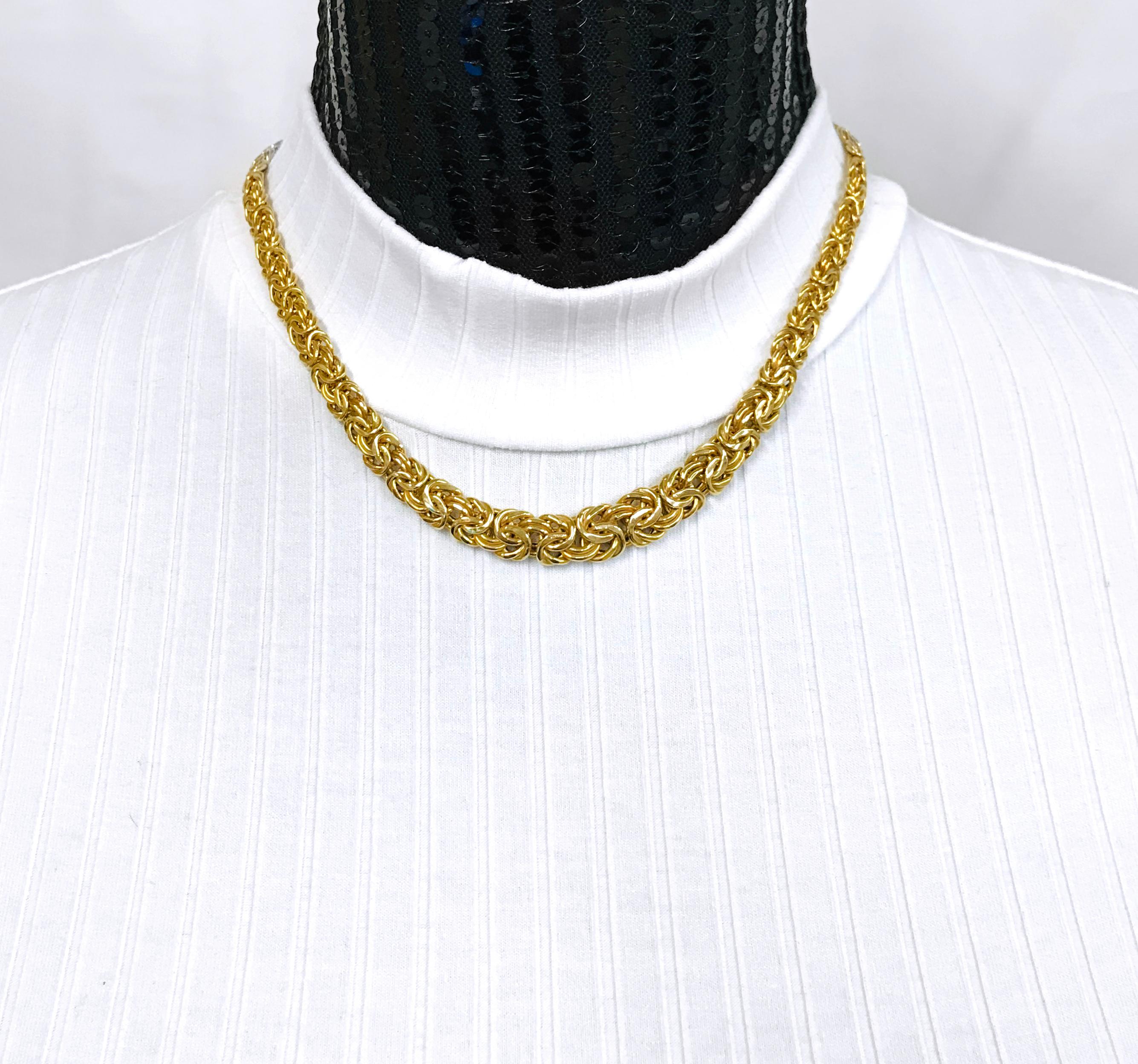 14 Karat Gold Byzantinische spitz zulaufende Halskette für Damen oder Herren im Angebot