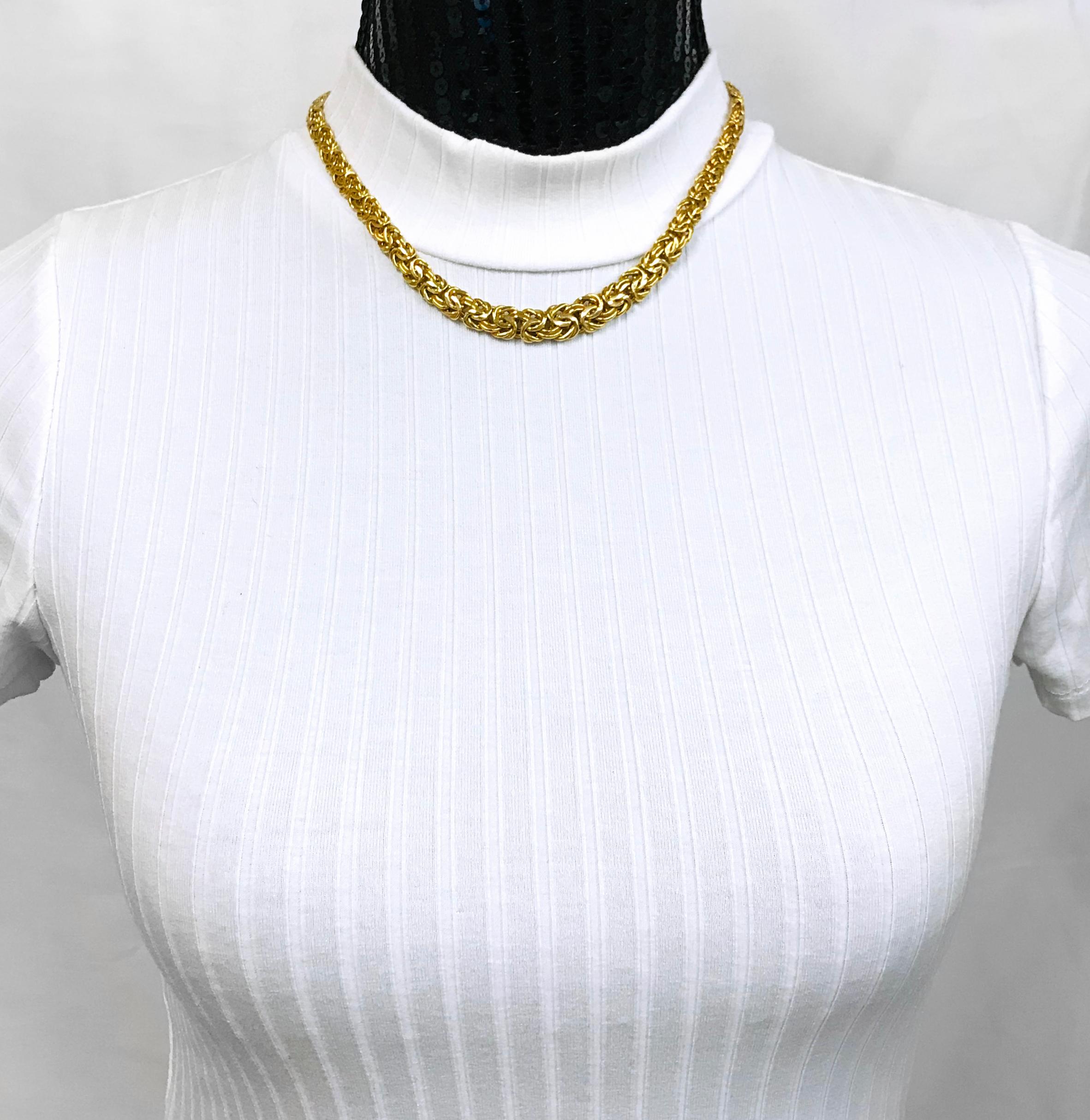 14 Karat Gold Byzantine Tapered Necklace In Fair Condition For Sale In Palm Desert, CA