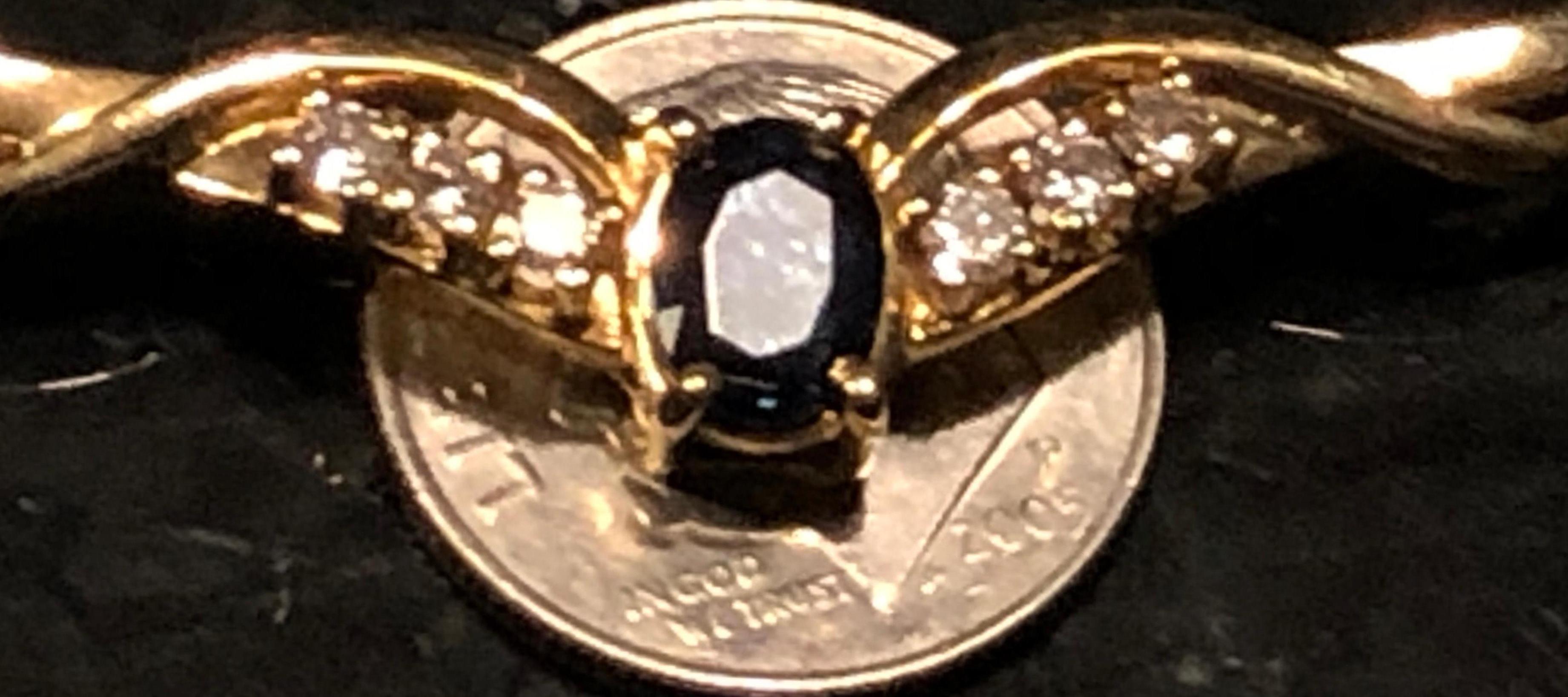 14 Karat Gold Kabel-Halskette mit Diamant und Saphir Soldered Anhänger .40TDW im Angebot 8