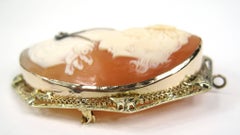 14 Karat Gold Cameo Brooch Diamond Pendant