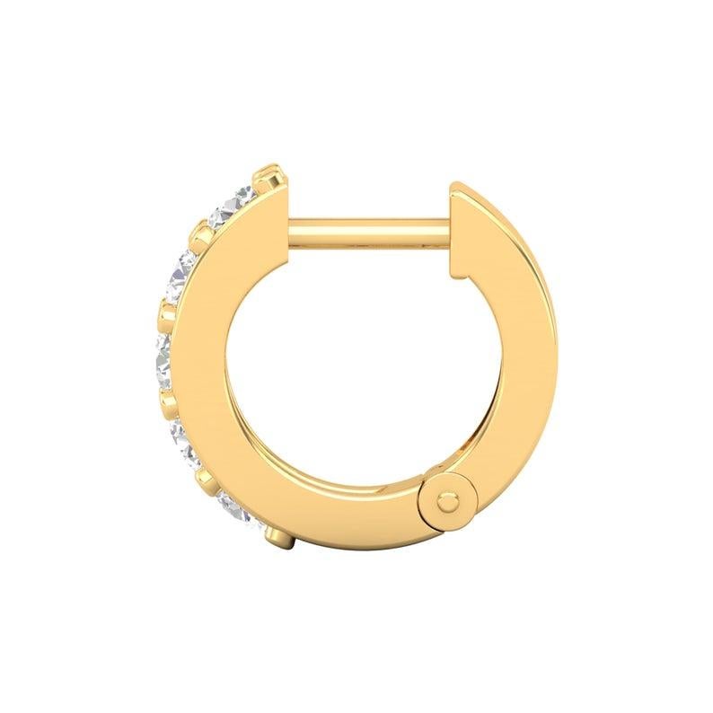 Diamant-Creolen aus 14 Karat Gold mit Kartilage-Verschluss (Gemischter Schliff) im Angebot