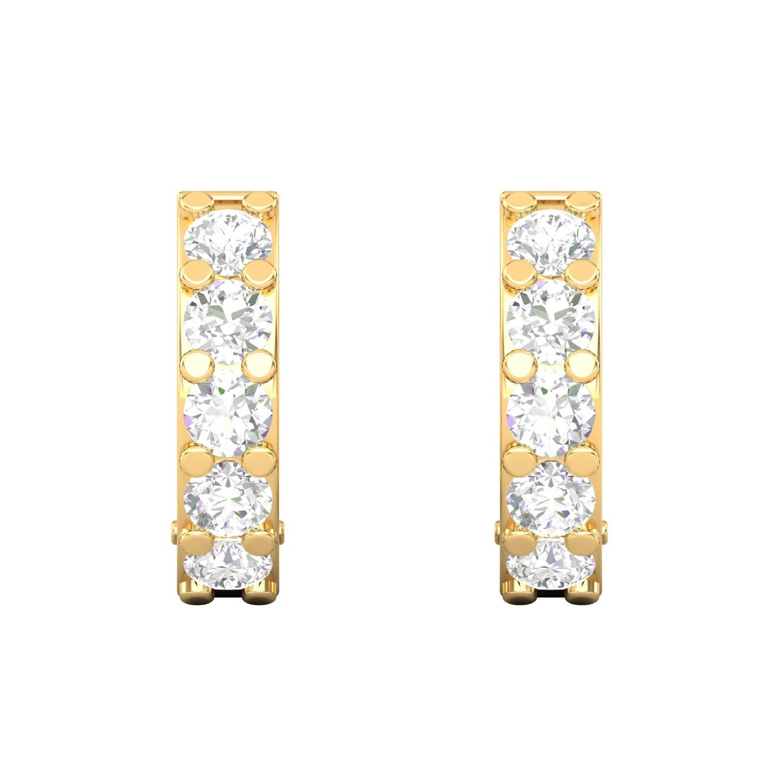 Diamant-Creolen aus 14 Karat Gold mit Kartilage-Verschluss Damen im Angebot