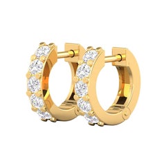 14 Karat Gold Cartilage Diamond Hoop Earrings