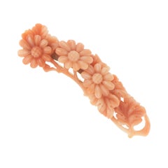 14 Karat Gold Carved Coral Pin