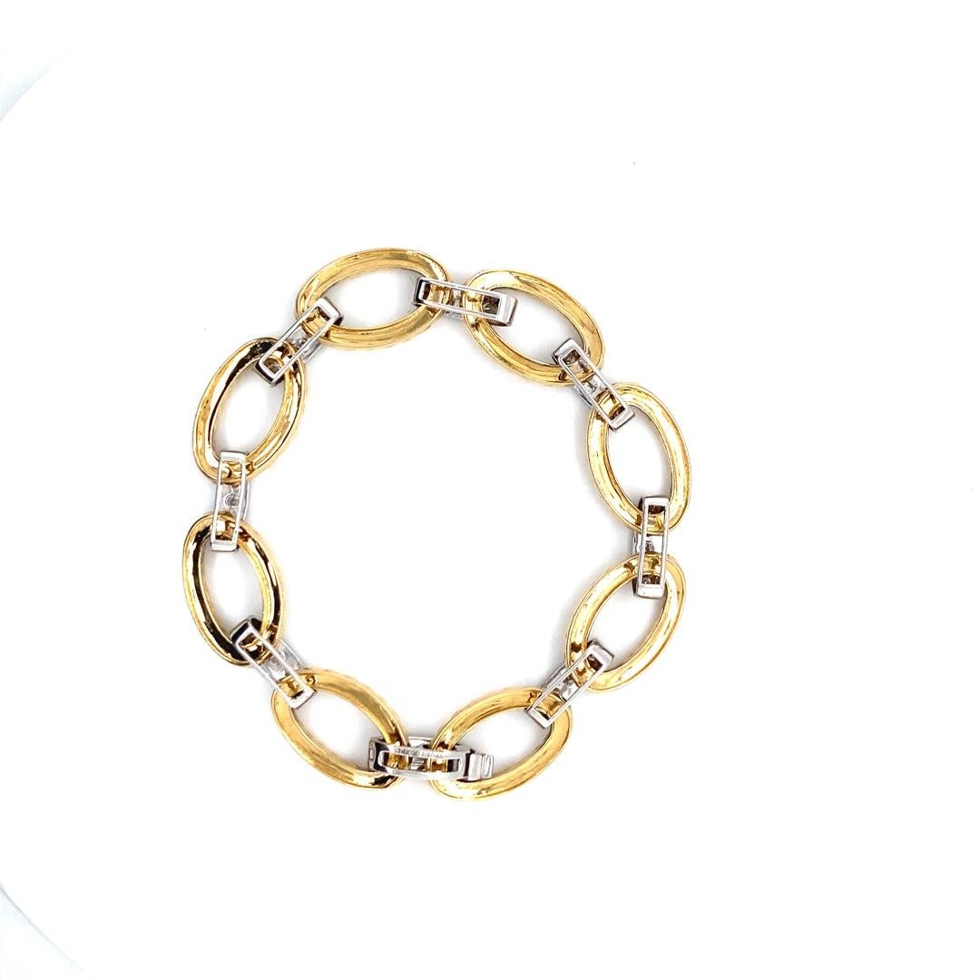 Women's 14 Karat Gold Chain Link Diamond Bracelet  For Sale