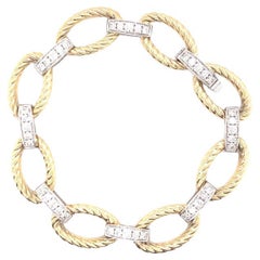 Bracelet en or 14 carats à maillons en chaîne et diamants 