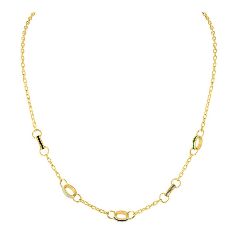 14 Karat Gold Chain with Colored Enamel Links For Sale at 1stDibs | types  of gold chain links, types of gold chains, gold chain link types