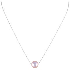 14 Karat Gold Chain with Freshwater Natural Color Pink Cultured Pearl Pendant