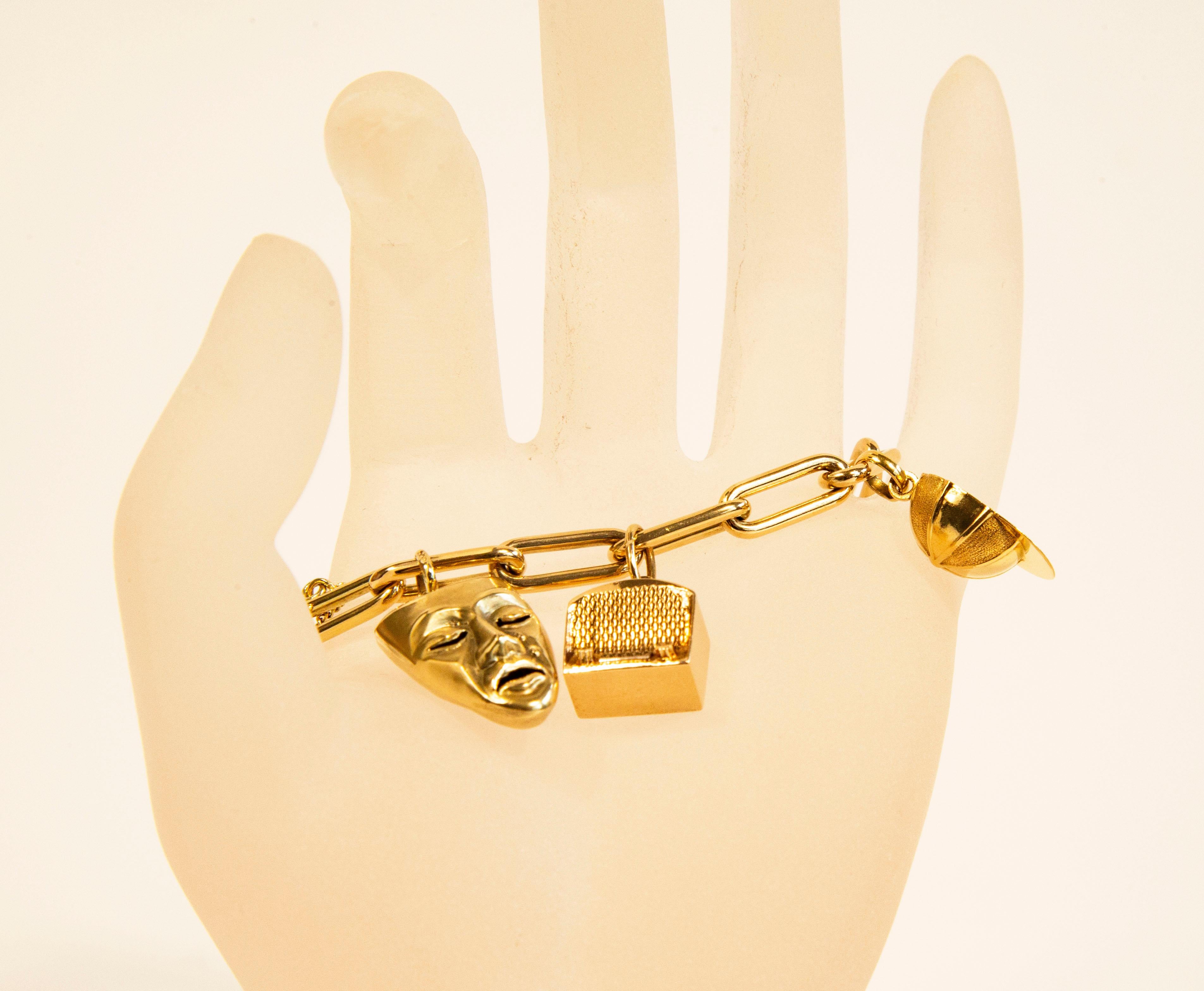 14 Karat Gold Charm Armband Spätes 20. Jahrhundert im Zustand „Gut“ im Angebot in Arnhem, NL