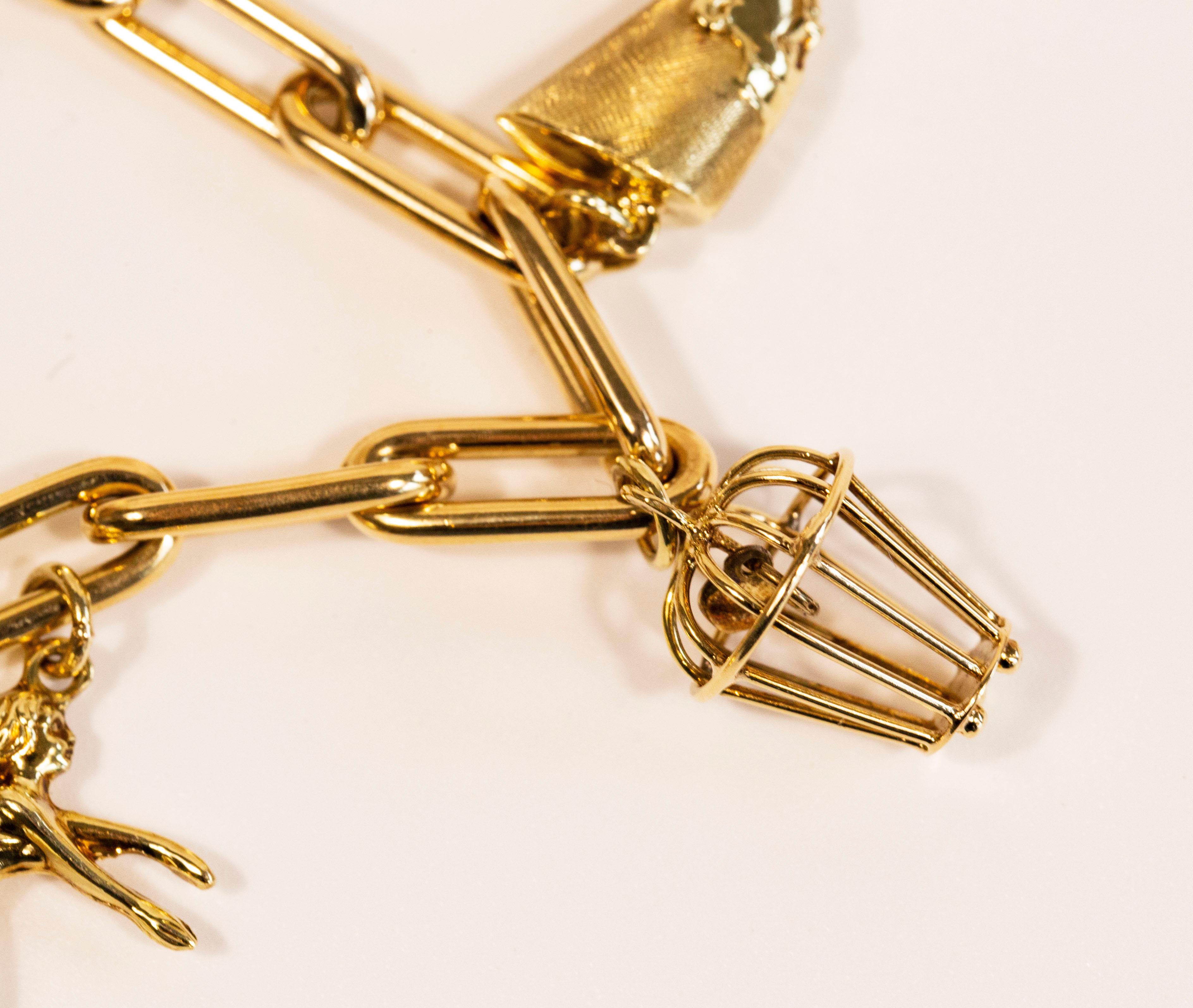 14 Karat Gold Charm Armband Spätes 20. Jahrhundert im Angebot 4