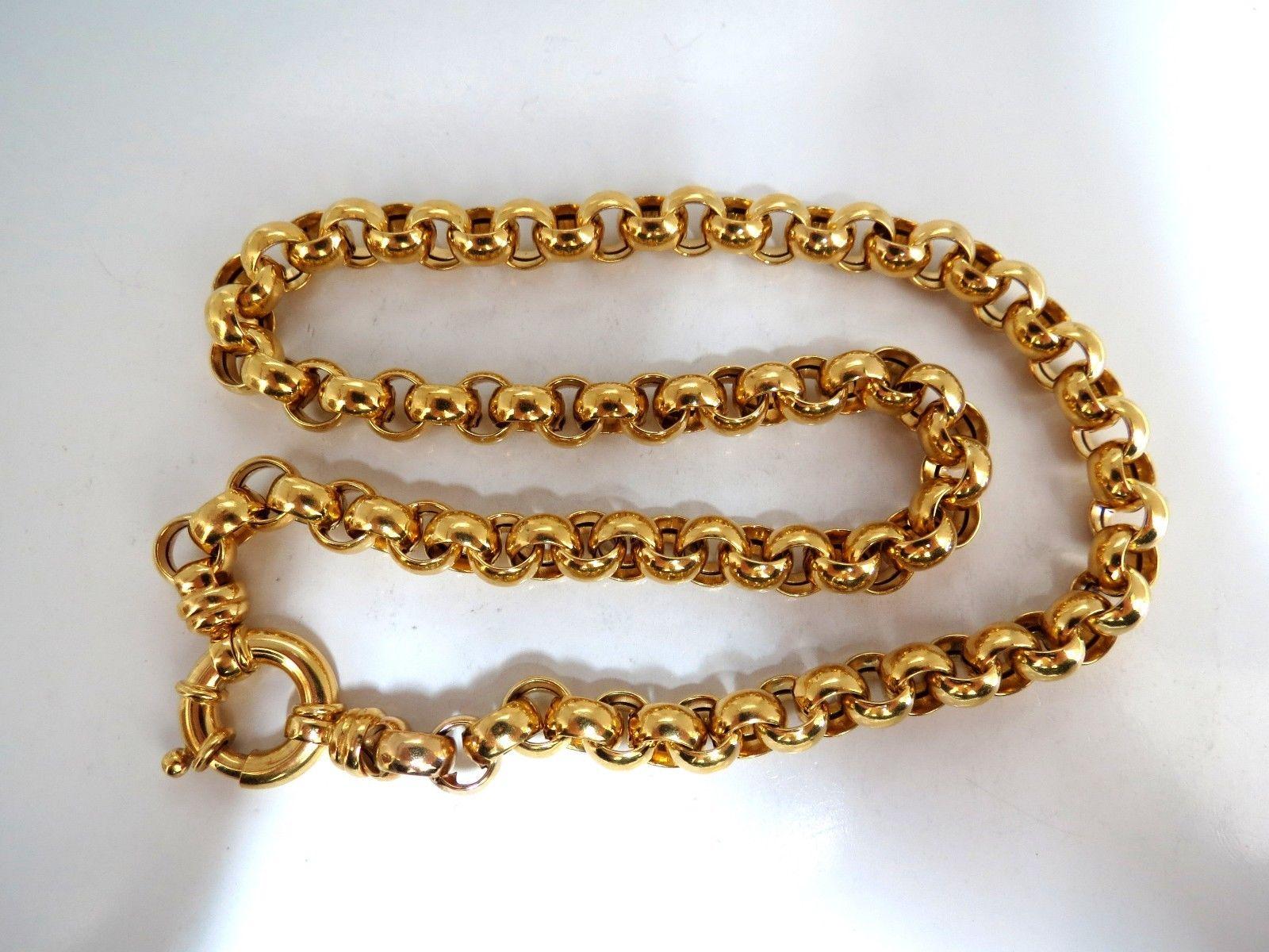 Toggle Circles Link

Necklace:

18 Inches (wearable length)

8mm circles 

Toggle clasp circle: 16mm

14kt. yellow gold 

34 Grams.

Comfortable Toggle Slip