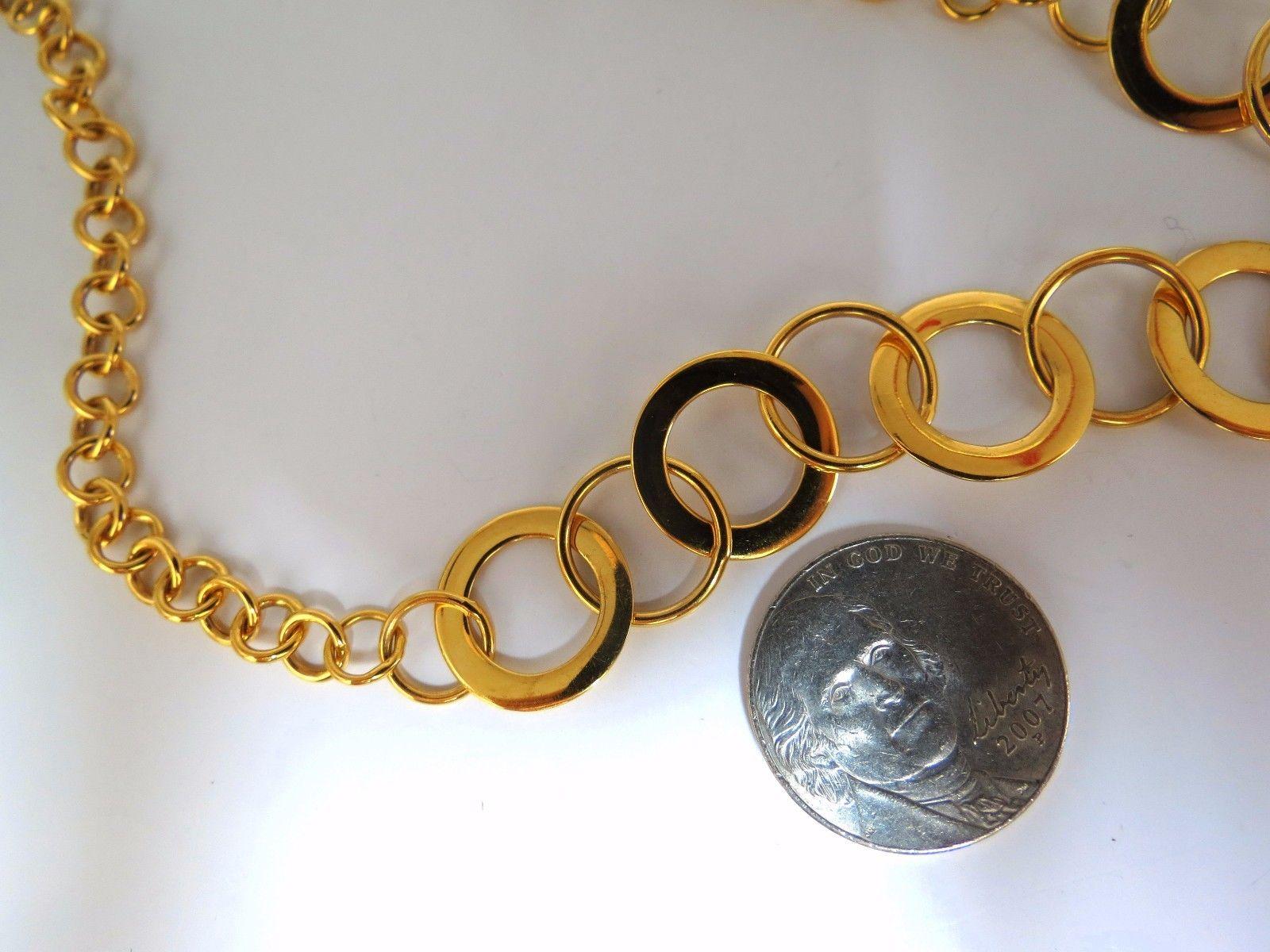 14 Karat Gold Circles Toggle Link Necklace In New Condition In New York, NY