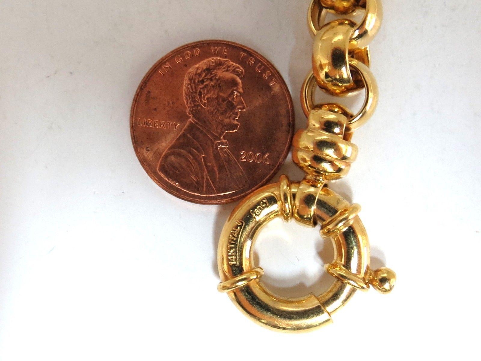 Women's or Men's 14 Karat Gold Circles Toggle Link Necklace