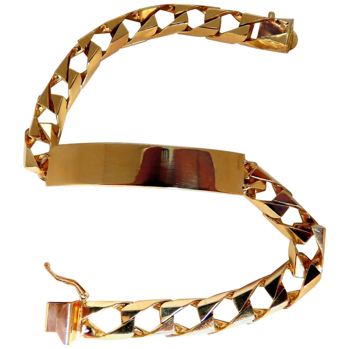 14 Karat Gold Classic ID Tag Bracelet Curb Link Chain