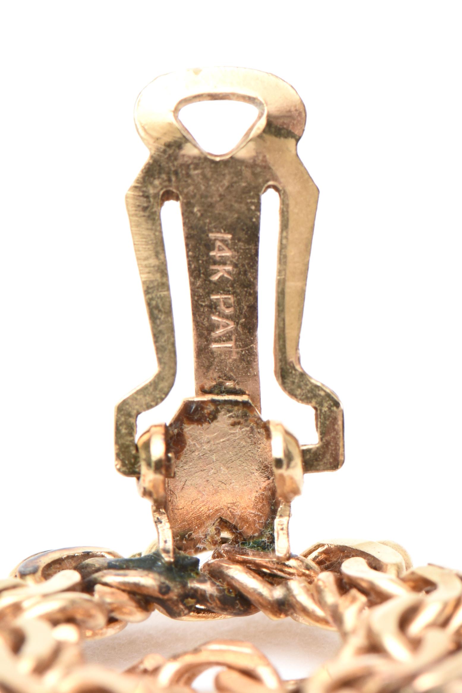 Pendientes de clip vintage de oro de 14 quilates en forma de espiral de cadenas trenzadas en venta 2