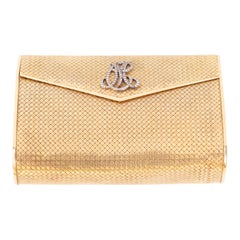 Vintage 14-Karat Gold Clutch Purse with Diamonds