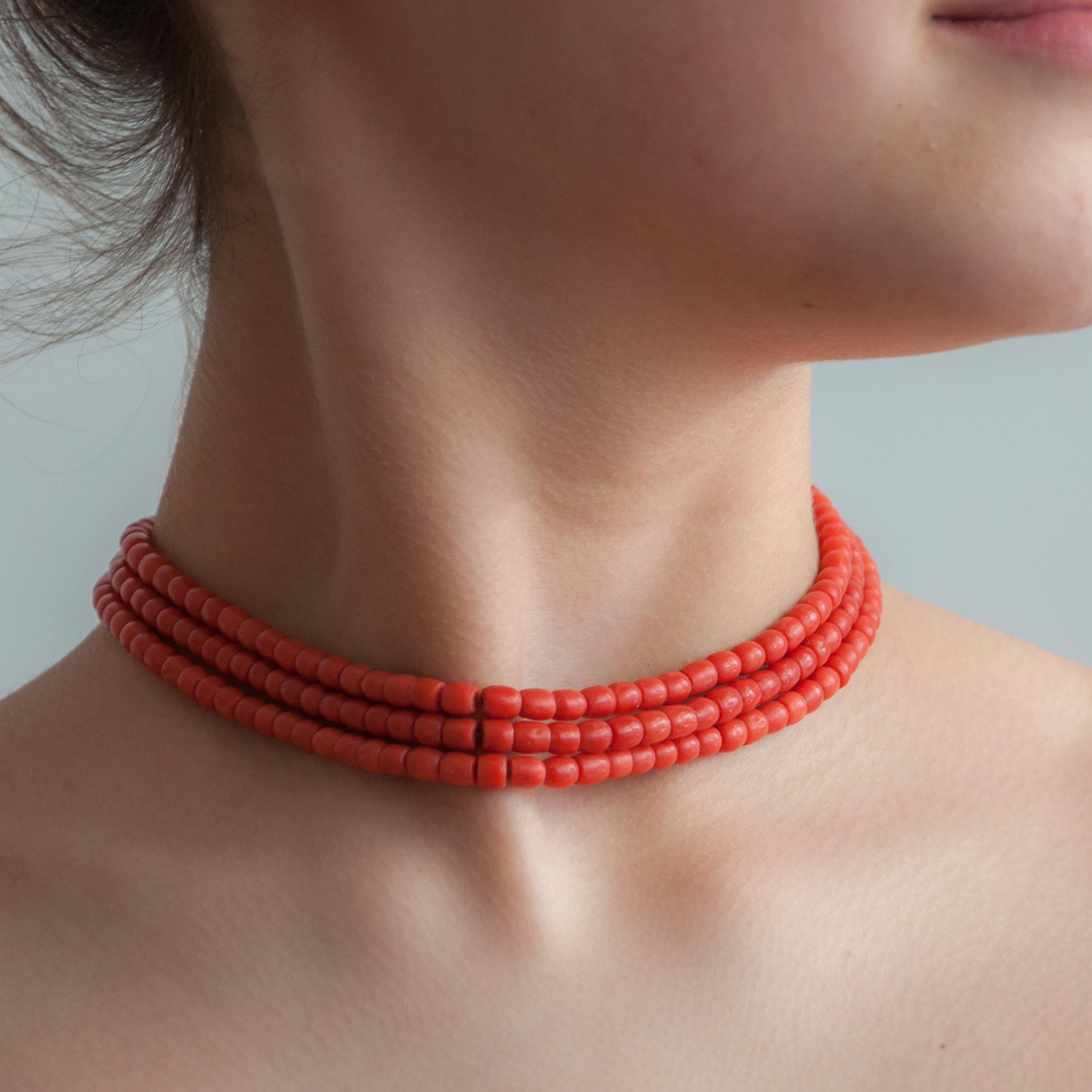 multi strand coral bead necklace