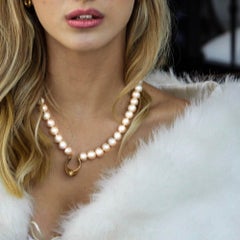 14 Karat Gold Cream Freshwater Pearls, Net Mobius Center Piece