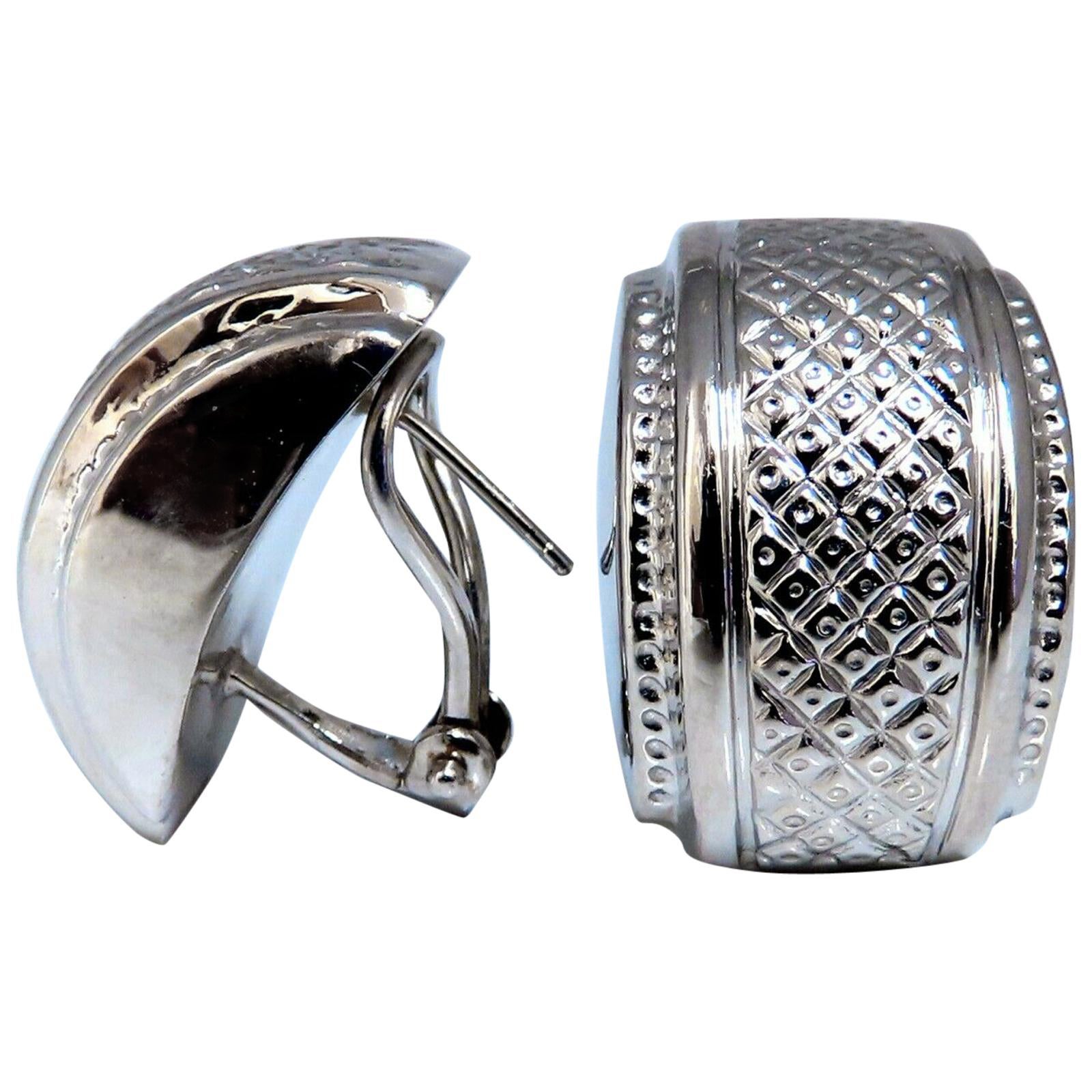 14 Karat Gold Cross Hatch Textured Clip Earrings*